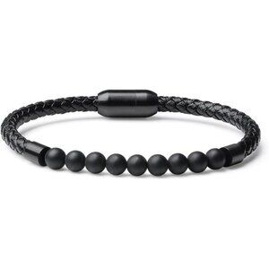 Tiger Eye Onyx Beaded Genuine Leather Bracelet for Men